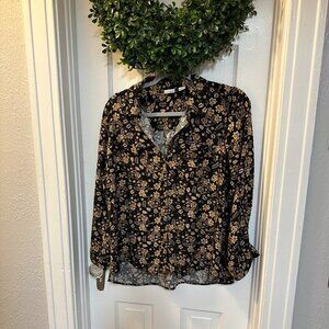 Westbound Black Floral Button Down-Size Large